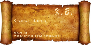 Krancz Barna névjegykártya